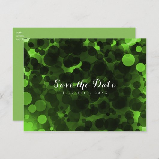 Groene en zwarte Stippen Moderne Partij Opslaan Da Aankondigingskaart (Voorkant / Achterkant)