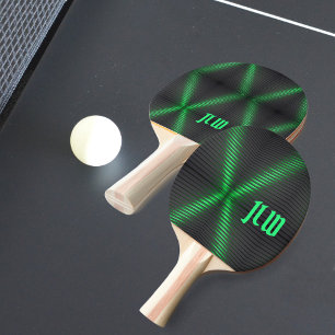 Groene en zwarte streep-techniek met Initialen Tafeltennisbatje