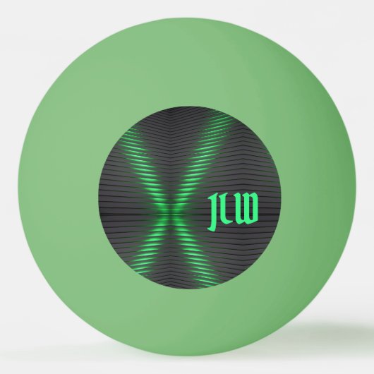 Groene en zwarte strepen Abstract met Initialen Pingpongbal (Voorkant)