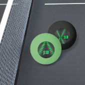 Groene en zwarte strepen Abstract met Initialen Pingpongbal