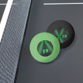 Groene en zwarte strepen Abstract met Initialen Pingpongbal