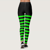 Groene en zwarte stripes Halloween Striped Witch Leggings (Achterkant)