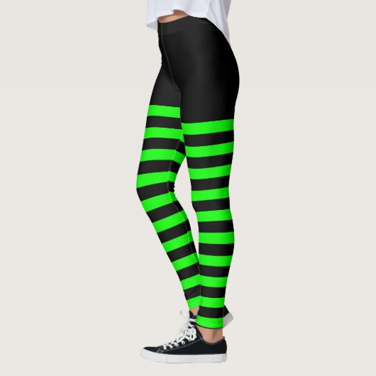Groene en zwarte stripes Halloween Striped Witch Leggings (Links)