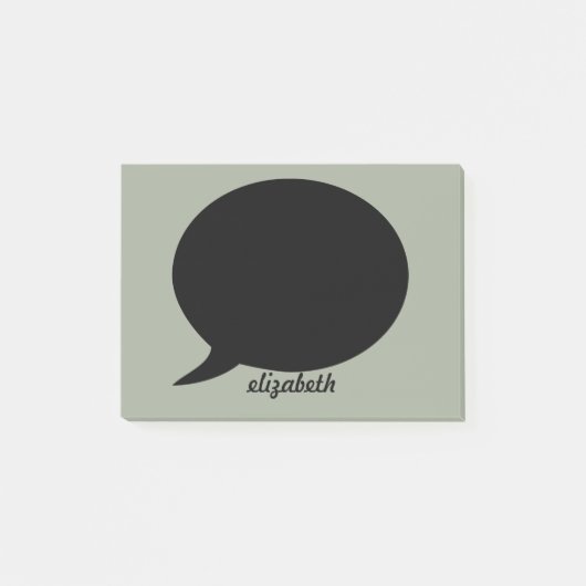 Groene en zwarte Talk Bubble Persoonlijke Naam Post-it® Notes (Voorkant)