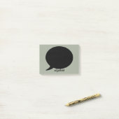 Groene en zwarte Talk Bubble Persoonlijke Naam Post-it® Notes (Op bureau)