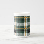 Groene en zwarte tartan check plaid kerst porselein kop (Voorkant)