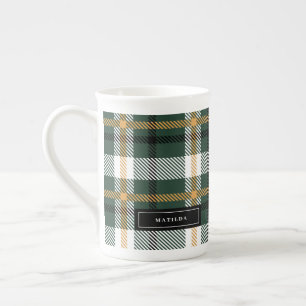 Groene en zwarte tartan check plaid kerst porselein kop