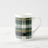 Groene en zwarte tartan check plaid kerst porselein kop (Rechts)