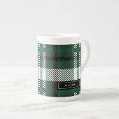 Groene en zwarte tartan check plaid kerst porselein kop (Voorkant rechts)