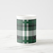 Groene en zwarte tartan check plaid kerst porselein kop (Voorkant)