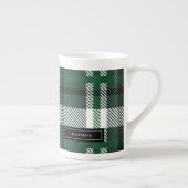 Groene en zwarte tartan check plaid kerst porselein kop (Rechts)