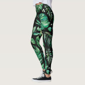 Groene en zwarte tropische Monstera Leaf Leggings (Links)