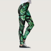 Groene en zwarte tropische Monstera Leaf Leggings (Rechts)