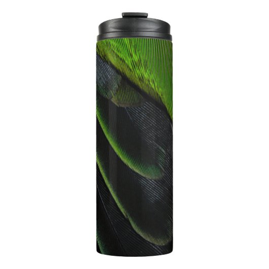 Groene en zwarte vlechttextiel thermosbeker (Voorkant)