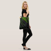 Groene en zwarte vlechttextiel tote bag (Op model)