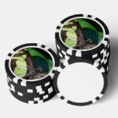 Groene en zwarte vlinders poker chips (Opstapeling)
