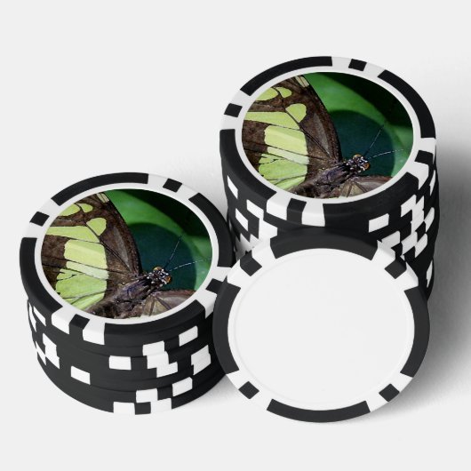 Groene en zwarte vlinders poker chips (Opstapeling)