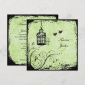 Groene en Zwarte Vogel- en Vezeluitroeping Kaart (Voorkant / Achterkant)