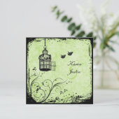 Groene en Zwarte Vogel- en Vezeluitroeping Kaart (Staand voorkant)