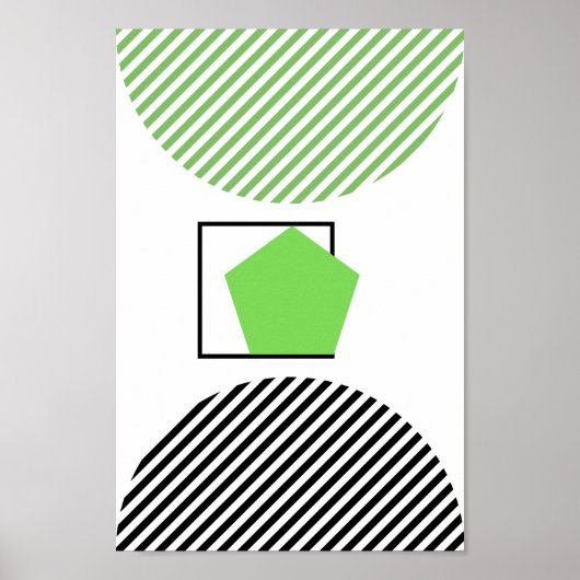 Groene en zwarte vorm op witte achtergrond Abstrac Poster (Voorkant)