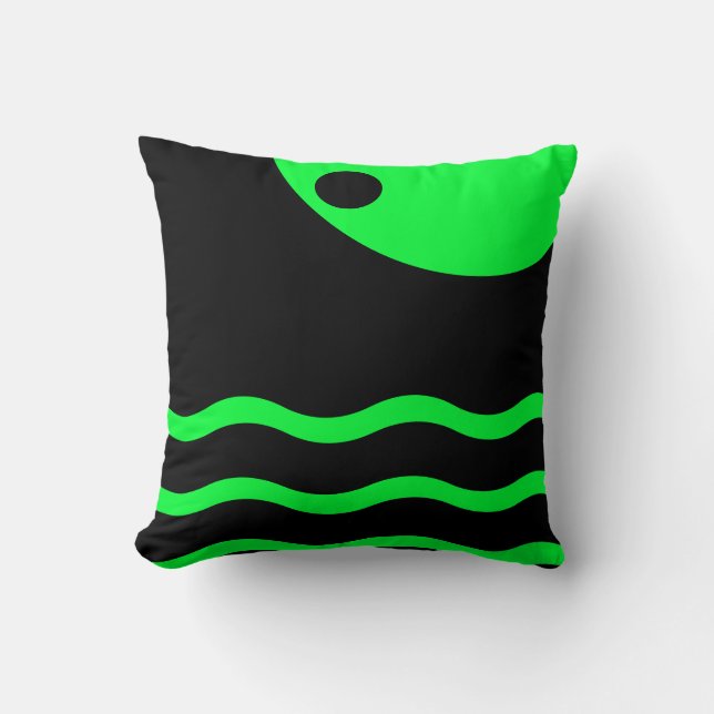 Groene en Zwarte Wave Decor gooien kussen (Voorkant)