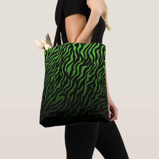 Groene en zwarte zebraprint: Stijlvol Tote Bag (Dichtbij)