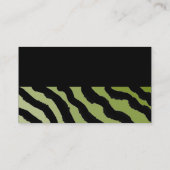 Groene en zwarte zebraprint visitekaartje (Achterkant)