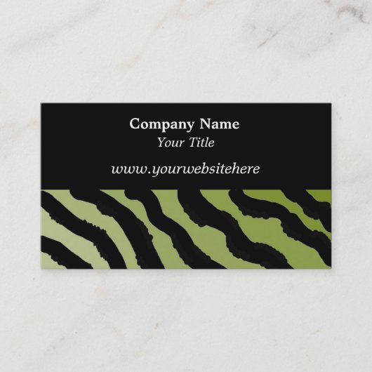 Groene en zwarte zebraprint visitekaartje (Voorkant)