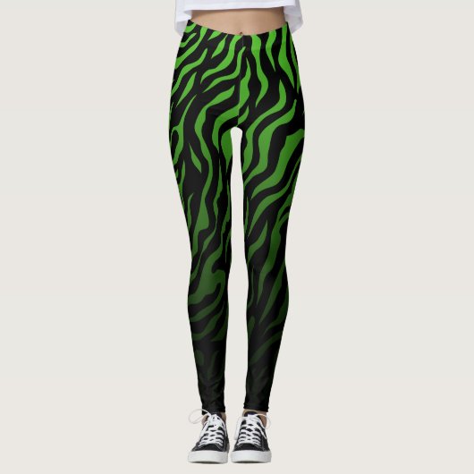 Groene en zwarte zebrastrepen: stijlvolle Leggings (Voorkant)