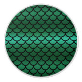 Groene en zwarte zeemeerminnende vis keramische knop (Voorkant)