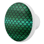 Groene en zwarte zeemeerminnende vis keramische knop (Rechts)