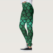 Groene en zwarte zeemeerminnende vis leggings (Links)