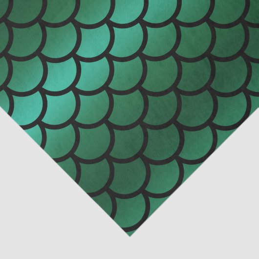 Groene en zwarte zeemeerminnende vis tissuepapier (Detail)