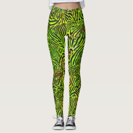 Groene en zwarte Zibra-strepen Leggings