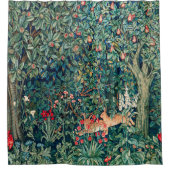 Groene ENERGIE, BOSBOUWDIEREN, hazen, groene Flore Douchegordijn (Voorkant)