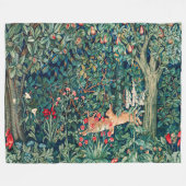 Groene ENERGIE, BOSBOUWDIEREN, hazen, groene Flore Fleece Deken (Voorkant (Horizontaal))