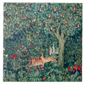 Groene ENERGIE, BOSBOUWDIEREN, hazen, groene Flore Tegeltje (Voorkant)