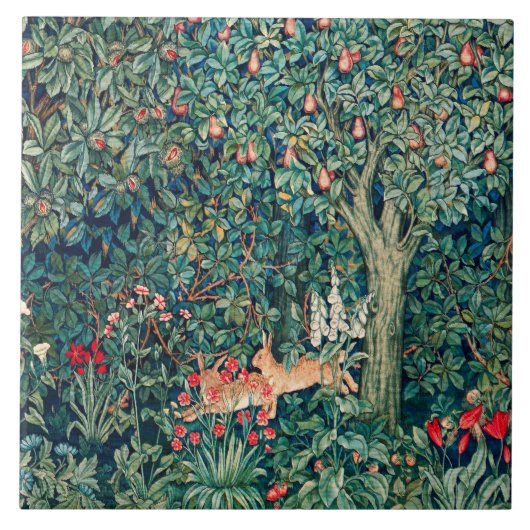 Groene ENERGIE, BOSBOUWDIEREN, hazen, groene Flore Tegeltje (Voorkant)