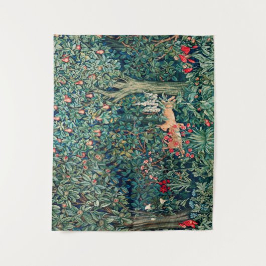 Groene ENERGIE, BOSBOUWDIEREN, hazen, groene Flore Wandkleed (Voorkant)