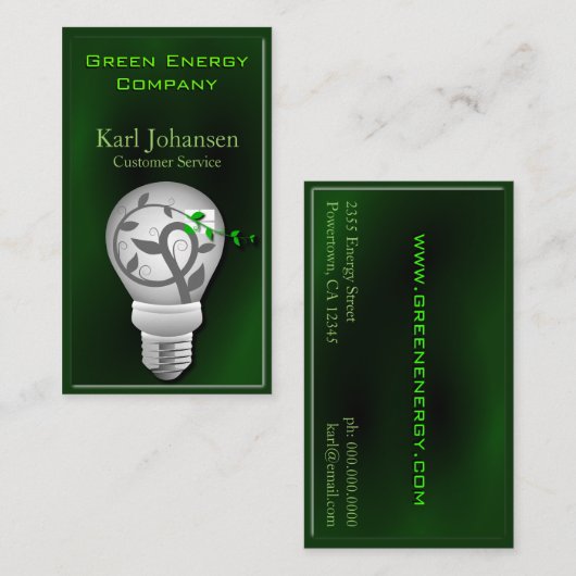 Groene energie Milieu Visitekaartje (Voorkant / Achterkant)
