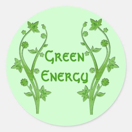 Groene energie ronde sticker (Voorkant)