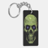 Groene enge schedelkunst sleutelhanger (Voorkant Links)
