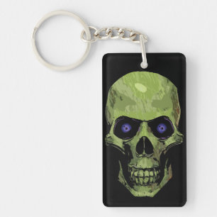 Groene enge schedelkunst sleutelhanger