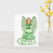 Groene Engel Notecard Kaart (Gele Bloem)