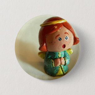 Groene Engel V Ronde Button 5,7 Cm