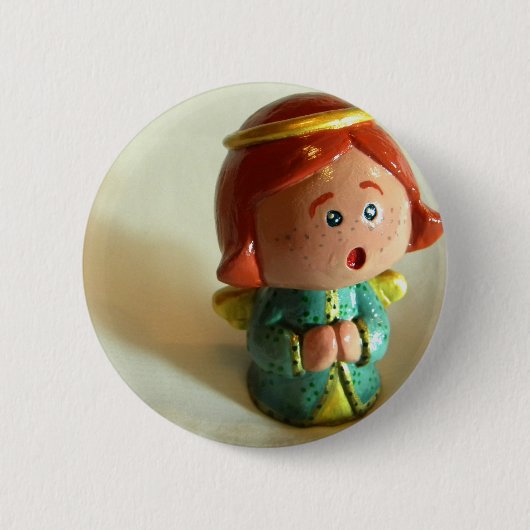 Groene Engel V Ronde Button 5,7 Cm (Voorkant)