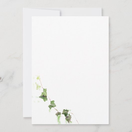 Groene Engelse Ivy Waterverf Celebration of Life Kaart (Achterkant)