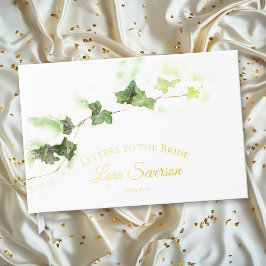 Groene Engelse klimop aquarel letters aan de bruid Gastenboek