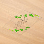 Groene Engelse Klimop Bruidsfeest Acryl Uitnodigingen (Laagn)