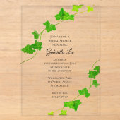 Groene Engelse Klimop Bruidsfeest Acryl Uitnodigingen (Voorkant)